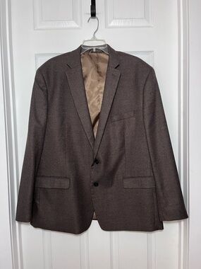 Chaps Brown & Black Mini Houndstooth Two-Button Sport Coat with Tan Lining